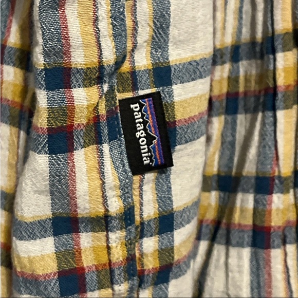 Patagonia Organic Cotton Plaid Button Front Steersman Shirt Anchor Big Blue Sur - Picture 6 of 8